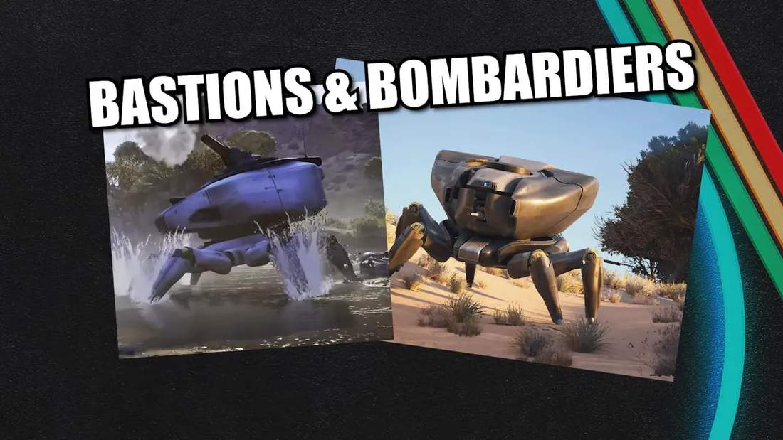 Stylized side-by-side images of a Bastion and a Bombardier with a bold 'BASTIONS &amp; BOMBARDIERS' title overlay