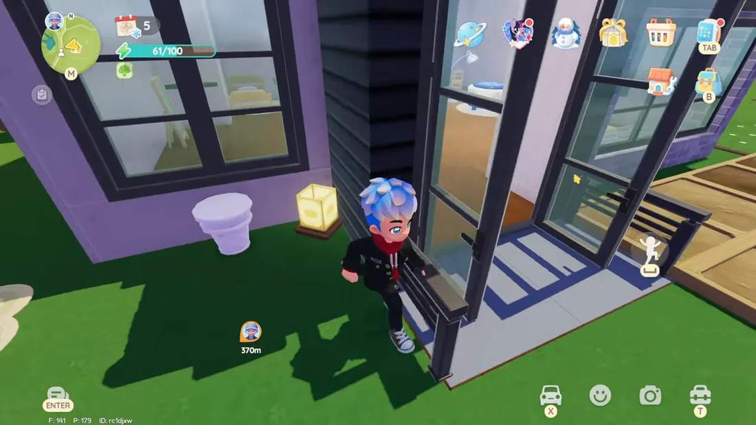 Close view of a glowing Sea Lantern placed next to a home's doorway in Heartopia