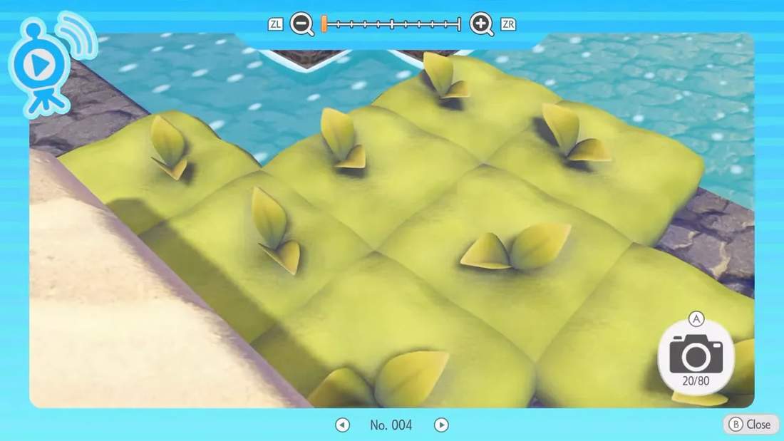 Security camera view of a 3x3 tall grass patch grid next to water, camera UI visible