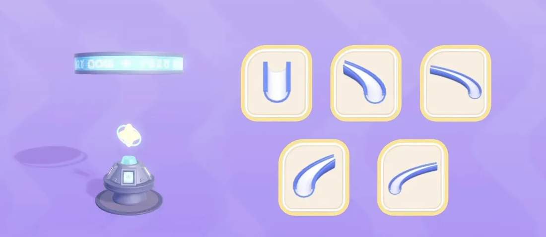 Clean Heartopia lab screenshot featuring the research machine and five new item icons on a purple background with the subtitle 'D.G. Members can head to the Lab'.