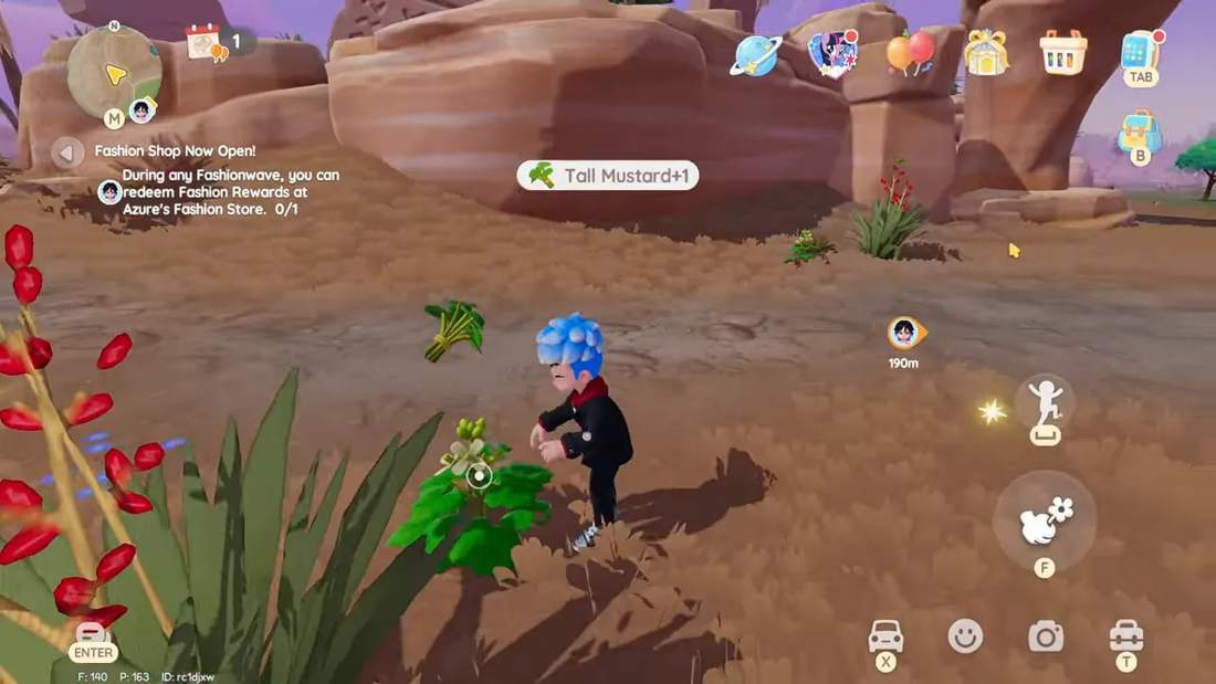 Collecting Tall Mustard forageable plant cluster in Dreamlight Festival