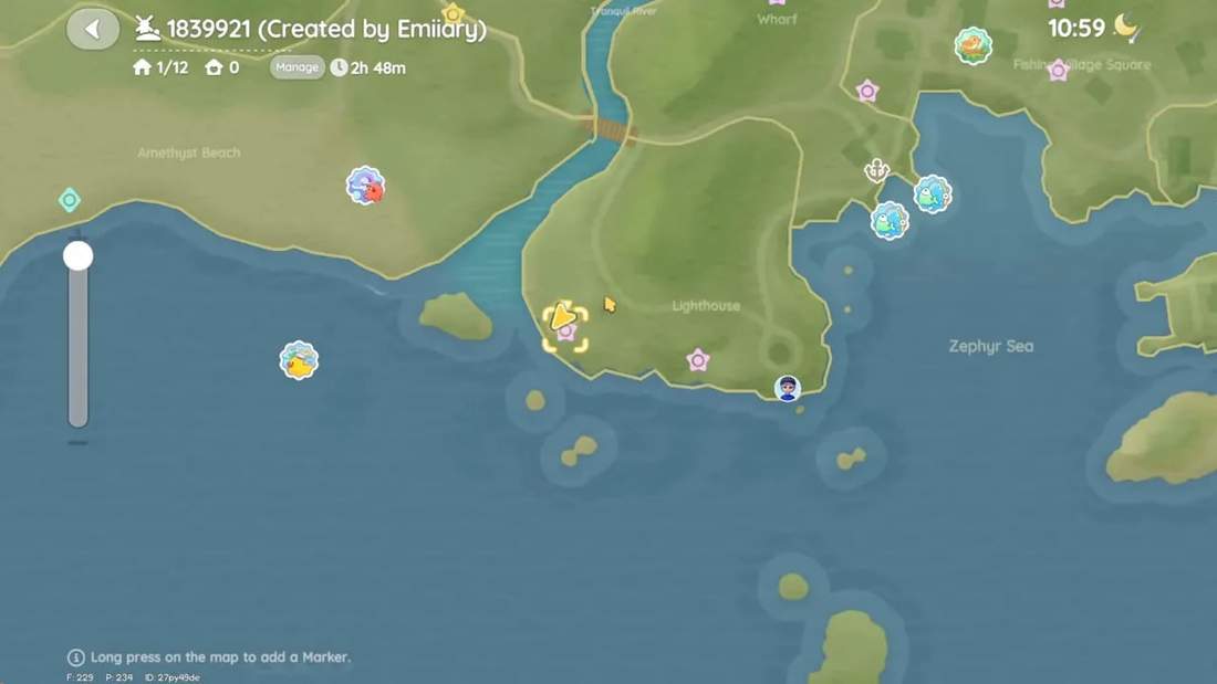 In-game map showing the Lighthouse area with a marker for the final Starfall shard