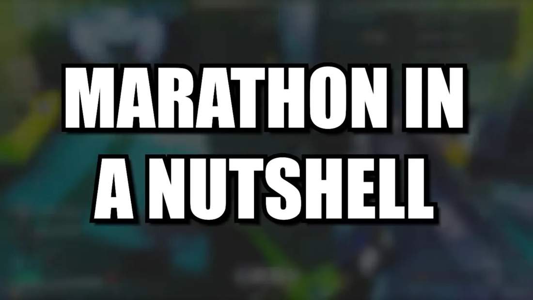 Marathon in a nutshell title card from gameplay video