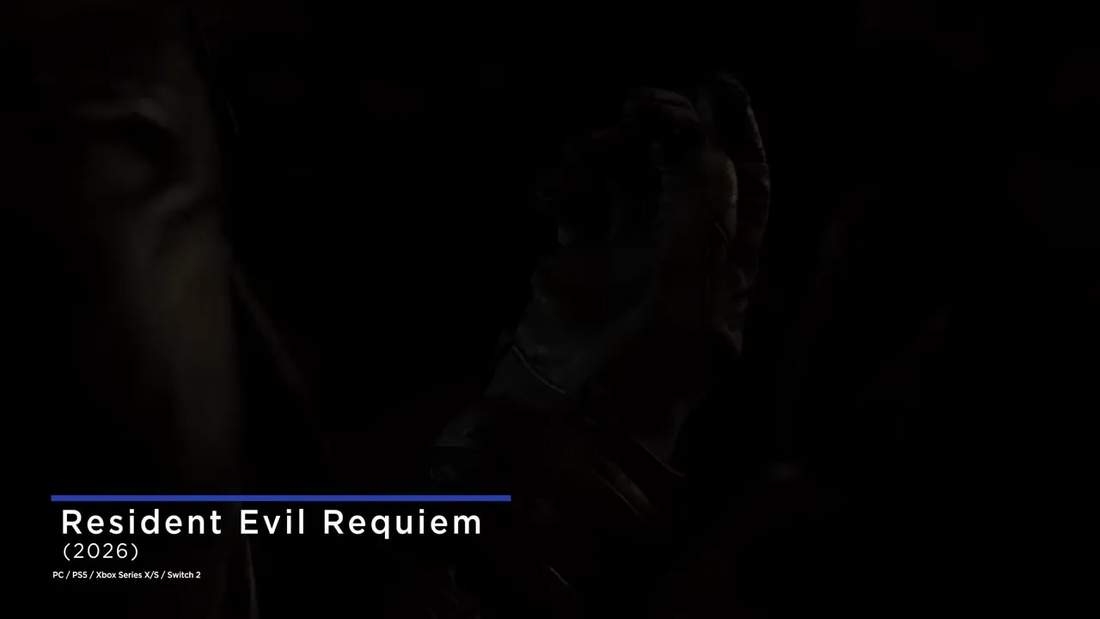 Resident Evil Requiem title card with release year and supported platforms
