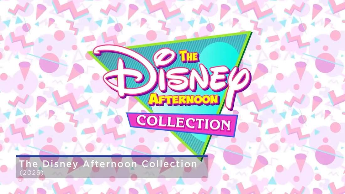 The Disney Afternoon Collection logo and title card on a pastel patterned background