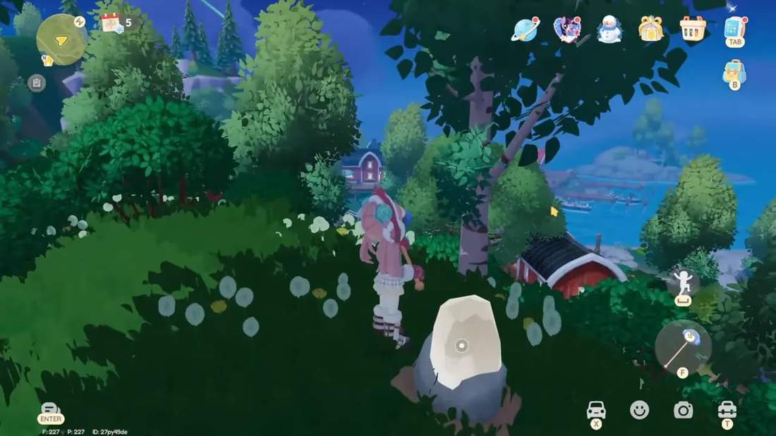 white starfall shard on a rock north of Fishing Village square with lighthouse visible