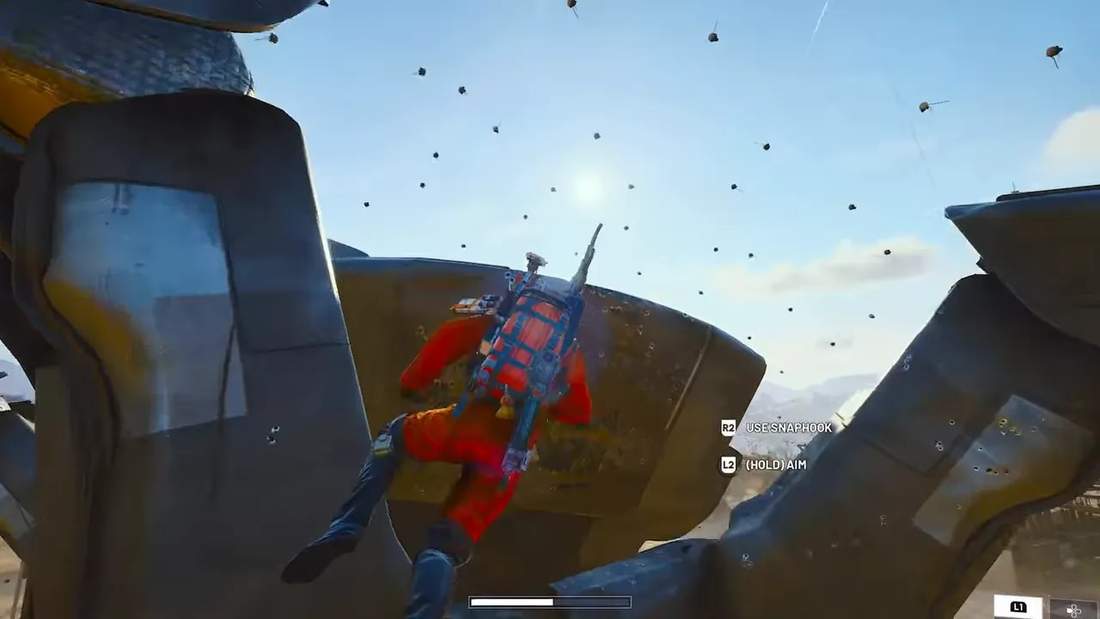 ARC Raiders character using a snap hook on the Matriarch during the Queen/Matriarch weekly trial