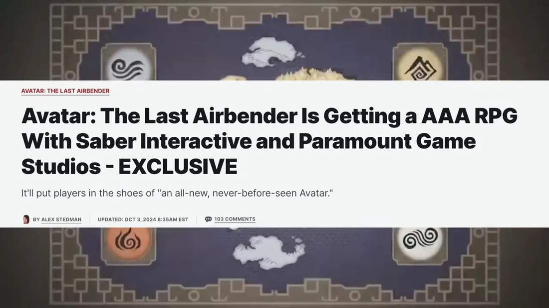 Avatar: The Last Airbender AAA RPG announcement featuring Saber Interactive