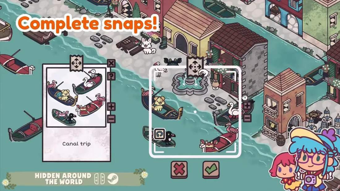 Hidden Around the World canal trip hidden object scenes shown in photo frames