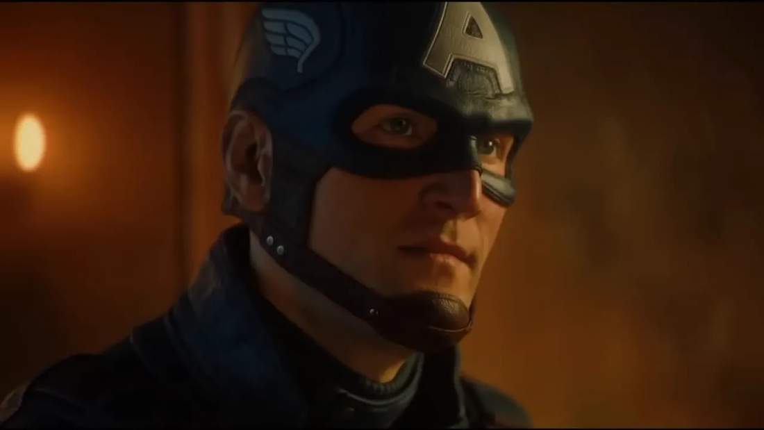 Close-up of a character in a helmet and WWII-style attire from Marvel 1943