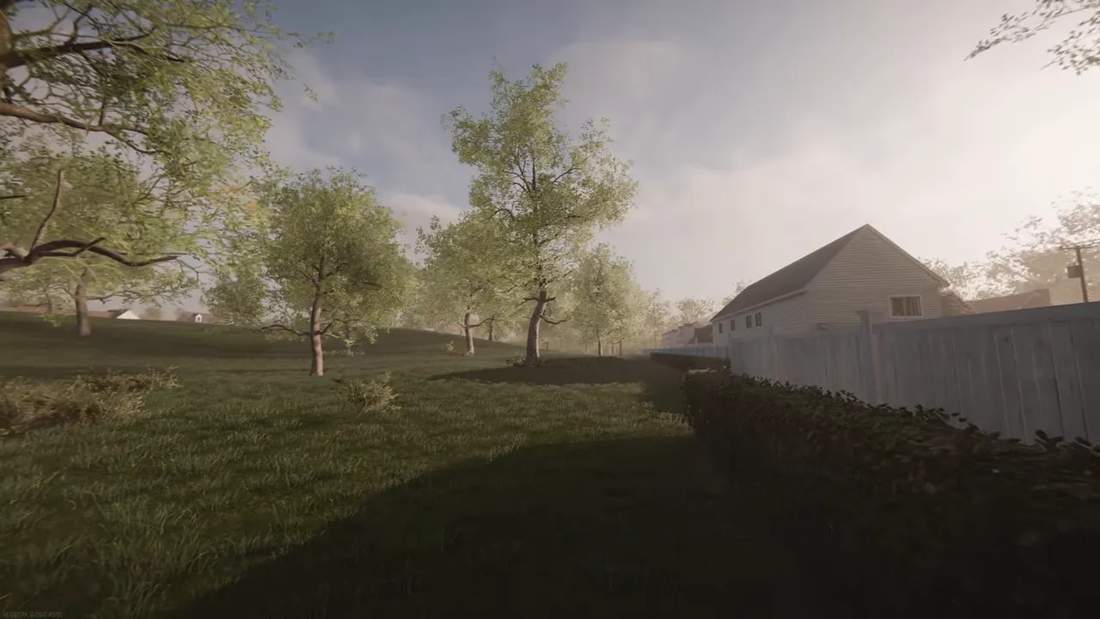 Operator V0.9 outdoor yard screenshot with trees and a building wall in daylight
