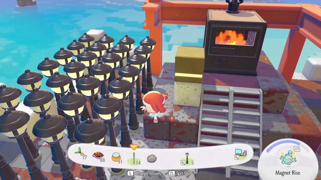 Pokopia furnace-style generator with many powered lamps in a clustered setup