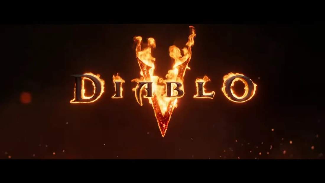 Diablo V logo surrounded by flames