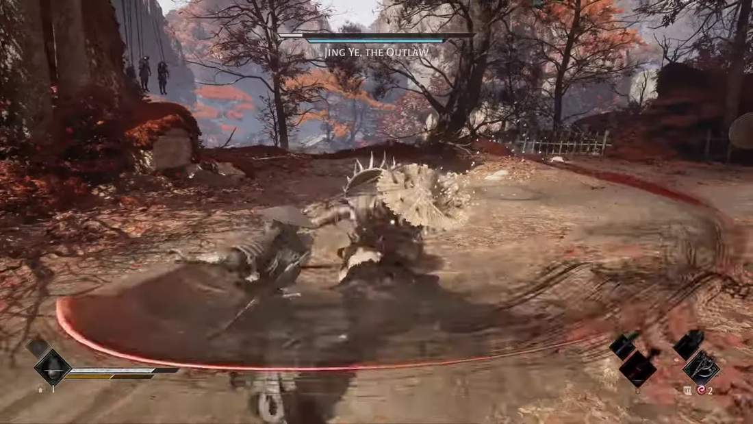 An enemy faces Soul with a bright red horizontal attack flash across the arena